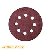 POWERTEC 45032 A/O Hook and Loop 8 Hole Disc, 5-Inch, 320 Grit, 25 PK [並行輸入品]