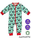 北欧スウェーデンのベビー服 長袖 カバーオール Tractor ロンパース 男の子 3-9ヶ月/9-18ヶ月 Maxomorra マクソモーラ (80)