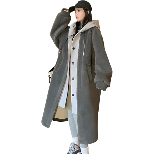 Amazon | [FEEGAR] フェイクレイヤードのラムズウール製フード付き