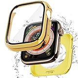 【保護ガラス一体型】Puptoya アップルウォッチ 防水 メタル カバー 41mm 対応 Apple Watch Series 9 8 7 ケース 2 in 1 全面保護 金属製 ステンレス iWatch ケース 41mm ゴールド