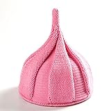 とんがり ニット帽 キッズ ねじり帽 秋冬 選べる19色 (ピンク（裏起毛）)