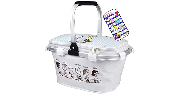 Amazon Co Jp スヌーピー保冷バスケット ミニタオルセット 大容量クーラーバッグ 折り畳みコンパクト お弁当 ピックニック ランチセット アルミ フレーム 取手 ファスナー アルミ蒸着 仕様 保温にも Snoopy スポーツ アウトドア