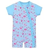 BAOHULU ベビー　女の子 半袖　花柄 　心柄　可愛い　日焼け止め 連体水着　スクール 　幼稚園用 (2-３歳(ラベル NO.3A), ライトブルー)