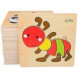 Mamimami Home 積み木 木製 昆虫　パズル 知育玩具 モンテッソーリおもちゃ ベビーギフト 幼児 子供 教育 教材 誕生日プレゼント 出産祝い 1ゼント