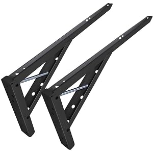 Need 2本セット 棚受け金具 L字型 折りたたみかべかけテーブル用 ブラケット金具 アイアン 省スペース ネジ付き…