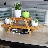消毒木製フラワースタンド フラワースタンド竹デスクトップ小さな花単純な無垢材2階建てラックベイウィンドウオフィスフラワーラック 強い支持力
