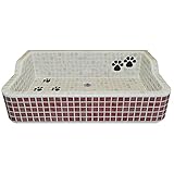 デザインタイルおしゃれ流し台 肉球にキュン！ 足あと柄(黒) ペット御用達？ ガーデンシンク Ｓサイズ