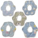 よだれかけ スタイ 360度 ビブ 6重ガーゼ コットン100％ スナップ 5枚セット 出産祝い ベビー