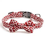 [LaLUCA GOODS] 首輪 犬 猫 しばおもい 散歩 和柄 唐草柄 犬用品 ペットグッズ ペット用品 ドッグ 唐草 和風 軽量 レッド(リボンあり) L