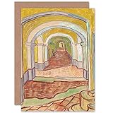 Vincent Van Gogh Corridor In The Asylum Painting Fine Art Greeting Card Plus Envelope Blank Inside ヴァンゴッホペインティング