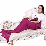 Burning Go チャンキーニットブランケット 可愛い人魚毛布 チャンキー ブランケット 毛糸 ひざ掛け 寝袋 膝掛け 手編み チャンキーニット グレー マーメイドブランケット ローゲージニット 