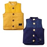 (ネイビー/95cm)ベビー服 男の子 アウター 前開き ベスト Moujonjon ムージョンジョン 裏起毛 ニットソー ケーブル編み切替 男児 ベビー