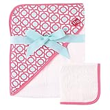 Hudson Baby Print Woven Hooded Towel and Washcloth, Lattice by Hudson Baby
