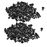 uxcell　プッシュリベット　ブラック　ナイロン素材　1.2-2.1mm　200個入り