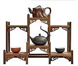Newone 中国風 珍品棚　 アンティーク風 飾り棚　小棚　木製シェルフ　収納ラック　茶器　オブジェ　ニッチ (Size-1300)