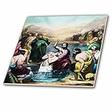 3drose Scenes from the Pastマジックランタン – ヴィンテージJesus Baptizing a Disciple ChristianマジックランタンCirca 1900 –