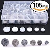 glarks 105pcs 6サイズホワイトHeavy Duty nail-on anti-sliding用フェルトパッド家具椅子Stoolsテーブル脚フィート – 14 mm / 17 mm / 2