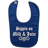 Royal Blue bib with White print 'SIPPIN' ON MILK & JUICE' by Little Big Babies
