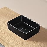 【JOMOWN限定排水セット付き】 洗面ボウル ブラック 手洗いボウル オシャレ 小型 洗面台 洗面ボール 置き型 手洗い鉢 陶器 手洗い器 405*310*130mm（四角形）