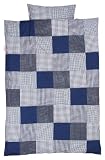 Taftan Patch Checks Duvet Cover Set 100 x 135cm for Cot (Dark Blue) by Taftan