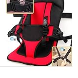 英国版 多機能 車の座席ストラップスタイルチャイルドシート　通気性メッシュ素材 　( 2-6歳対象)持ち運びに便利 軽量&省スペース設計：赤