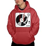 ポケット パーカー スウェットパーカー ターンテーブル 音楽 レコード Dj ジャージ スポーツウェア ストリート 面白い レッド XXL