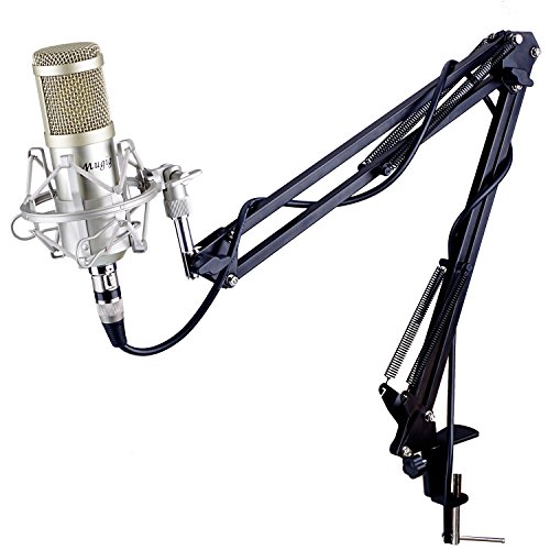 Mugig コンデンサーマイク スタジオ 単一指向性 スタンド付き 3.5ミニプラグ 生放送、録音など用