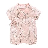 ALLAIBB 浴衣 甚平 新生児 ロンパース 夏 半袖 女の子 かわいい 花火大会 ギフト 0-18M size 80 (桜)