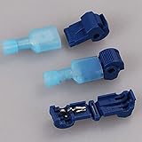 100/10ピース電線圧着端子クイックスプライスケーブルスペードコネクタキットセット0.3-1.0mm2/1.0-2.5mm2/4.0平方ミリメートル-Blue, 100pcs