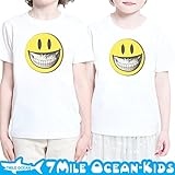 7MILE OCEAN 半袖 Tシャツ プリント キッズ ベビー 男の子 女の子 ジュニア ロゴ スマイルマーク キャラクター 白 アッシュグレー 90 100 110 120 130 140 150