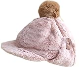 Plus Nao(プラスナオ) なめらか手触りポンポン付裏側フリース耳あて帽子 キッズ キャップ 女の子 男の子 ジュニアサイズ キャップ 子供用 - ピンク