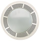 NuTone 8664RP Designer Fan and Light with Round White Grille and Glass Lens, 100 CFM 3.5 Sones by Br