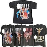 [Carzsell] ニルバーナ Tシャツ 2025 t シャツ ロック ニルヴァーナ スポーツ プリント 無地 ゆったり 通気性 ファッション 男女兼用 (XXL,E)