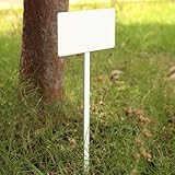 花壇用ラベル 40型（白） 5枚セット[8×14cm、長さ40cm 学校・公園・緑地に] ノーブランド品