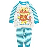 アンパンマン パジャマ ベビー 赤ちゃん 男の子 ミニ裏毛 綿100% 腹巻付 長袖 寝巻き ブルー 100cm