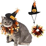 FINGOOO ハロウィン 犬 コスチューム 猫 服 コスプレ 仮装 衣装 ペット 小型犬 中型犬 大型犬 変身 (ワンサイズ, ピエロ 帽子+首輪)