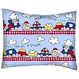SheetWorld Crib / Toddler Percale Baby Pillow Case - Fun Train Tracks - Made In USA by sheetworld