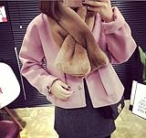 秋冬の無地上品保温可愛いのフェイク兎の毛マフラー 赤い