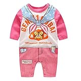 エルフ ベビー(Fairy Baby)新生児服 春秋用カバーオールロンパース 長袖 可愛い虎柄 6M マゼンタ