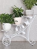 CHAOXIANG フラワーシェルフアイアンフロア3層植木鉢ラックヨーロッパスタイルの屋内と屋外のシンプルな植物の棚 (色 : 白, サイズ さいず : 65cm*59cm)