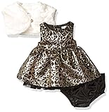 Petit Lem Baby Girls' Wild Animal Print Woven Dress Set with Faux Fur Bolero and Panties Princess 6 