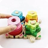 Mamimami Home 積み木 天然木製 タートル 知育玩具 幾何認知 男の子 女の子 4色/ゼント