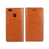 Golikef Huawei P9 Lite ケース カバー バンパー 手帳型 高級 本革 レザー 色鮮やか レトロ な book case 型 柔らかいシリコンTPUラバーカバー スタンド機能 カー