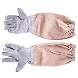 1ペアの手袋で保護スリーブベンチレーテッドプロフェッショナルアンチ蜂用養蜂養蜂家-灰色, XXL