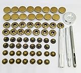 ミライヤ レザークラフト バネ ホック打ち具セット 15mm 15組セット スナップ ボタン 穴あけポンチ 打ち具 打ち台 ハトメ抜き 手芸 ハンドメイド 革DIY （合計15組＋4点打ち具）