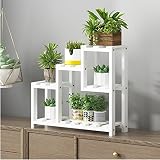 花スタンド屋内 フラワースタンドデスクトップ棚板無垢材リビングルーム窓棚多層ミニオフィステーブルフラワースタンド白い棚 (色 : B)