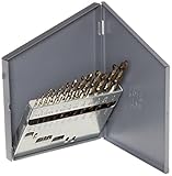 Chicago Latrobe 550 Series Cobalt Steel Jobber Length Drill Bit Set with Metal Case, Gold Oxide Fini