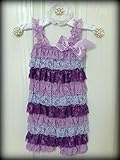 肩ひもショルダー＆リボン付ソフトロンパース　newborn-4T(50-110)☆パープルグラデーション
