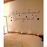 Battoo壁デカール引用 – If you can dream it you can do it – インスピレーションビニールアートステッカー少年少女キッズ子供部屋ベビールームDecor 21"h