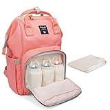 PomeloBest マザーズバッグ 大容量ママリュック ベビー用品収納 保温機能ポケット おむつ替えシート付き 出産お祝い (オレンジ)